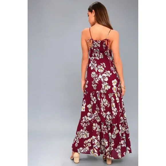 Free People Intimately Garden Party Raspberry Floral Print Maxi Dress - Picture 2 of 12
